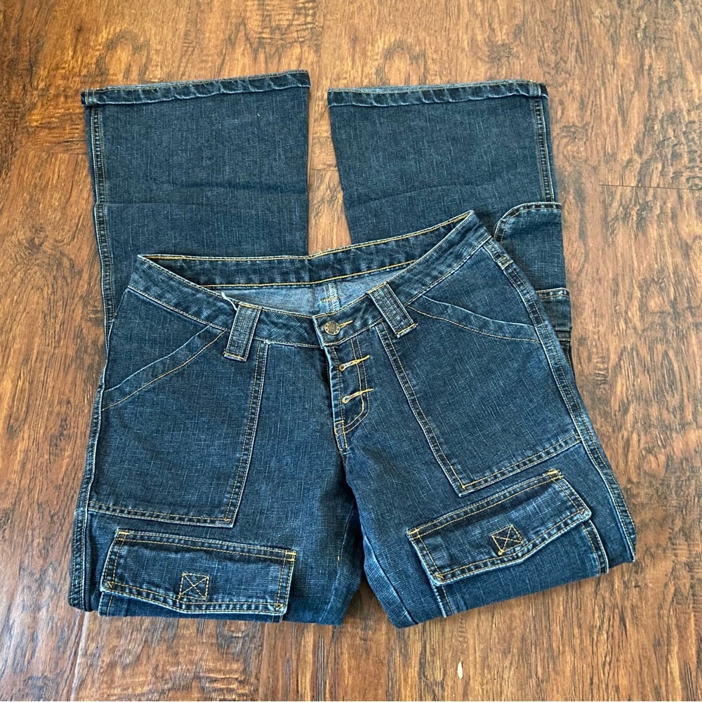 Vintage 90s y2k goth denim low rise flare jeans. - Picture 2 of 5